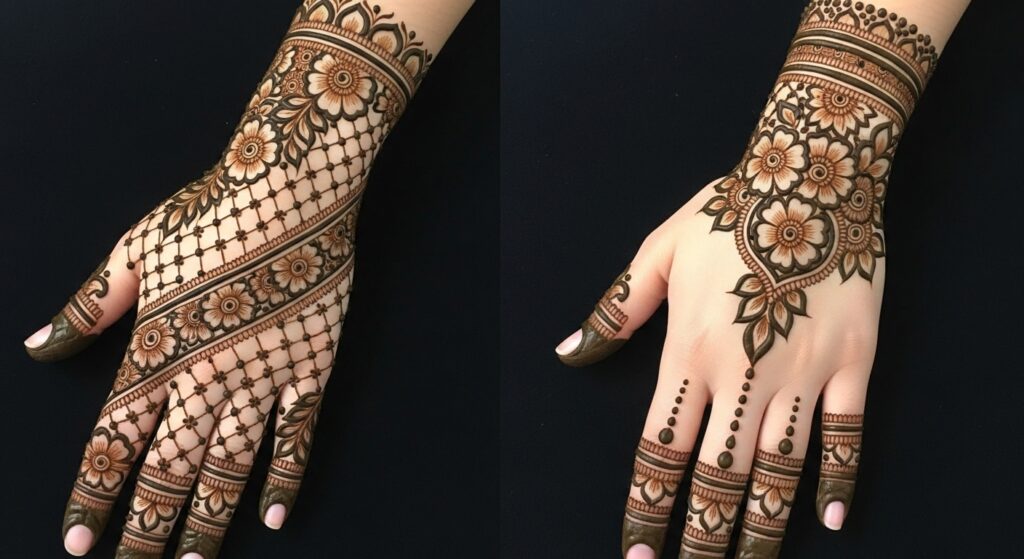 Front and Back Full-Hand Arabic Mehndi